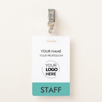 Teal Employee Name Business Logo Staff Tag  Badge