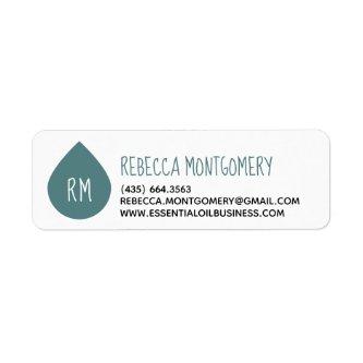 Teal Essential Oil Drop Product Business Label