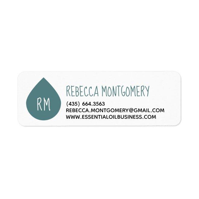 Teal Essential Oil Drop Product Business Label