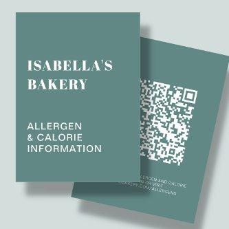 Teal Food Allergy Calorie Information QR Code Card