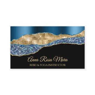 *~* Teal Glam Agate Geode Gold Glitter Black QR