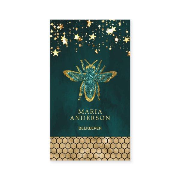 Teal Gold Glitter Honey Bee Beekeeper