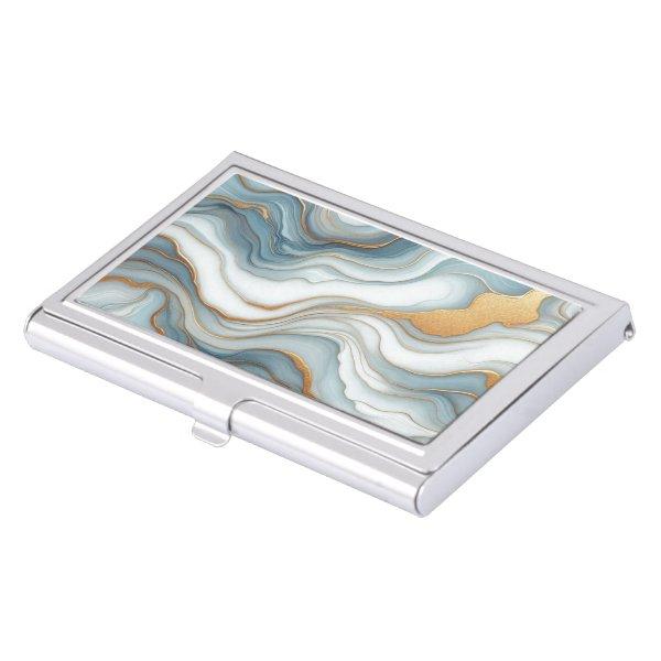 Teal Gray Blue Gold Marble Art Pattern  Case