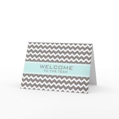 Teal Gray Chevron Employee Welcome to the Team Card