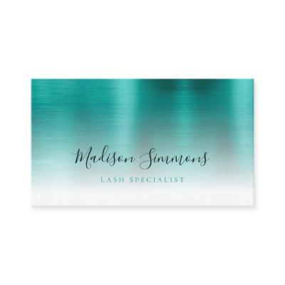 Teal Green Brushed Metal Monogram Stylish Script