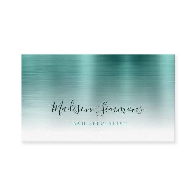 Teal Green Brushed Metal Monogram Stylish Script