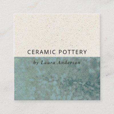 Teal Green Ceramic Glazed Speckled Texture QR Code Square