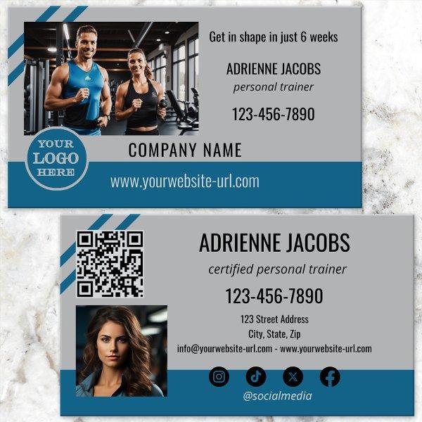 Teal Grey Personal Fitness Trainer Photo