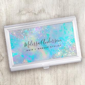 Teal Holographic Glitter Stone  Case