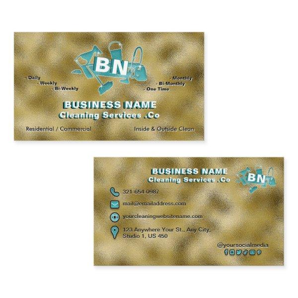 Teal Logo Cleaning Services Elegant Professional