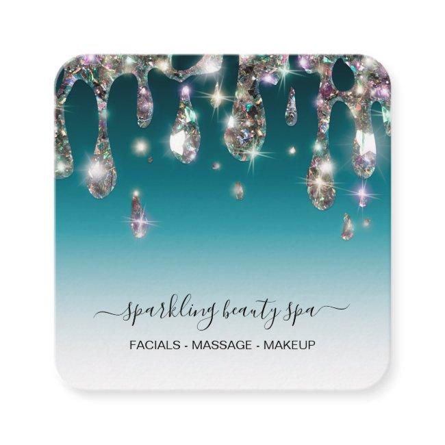*~* TEAL Metallic Drip Dripping GLITTER AP7 Square