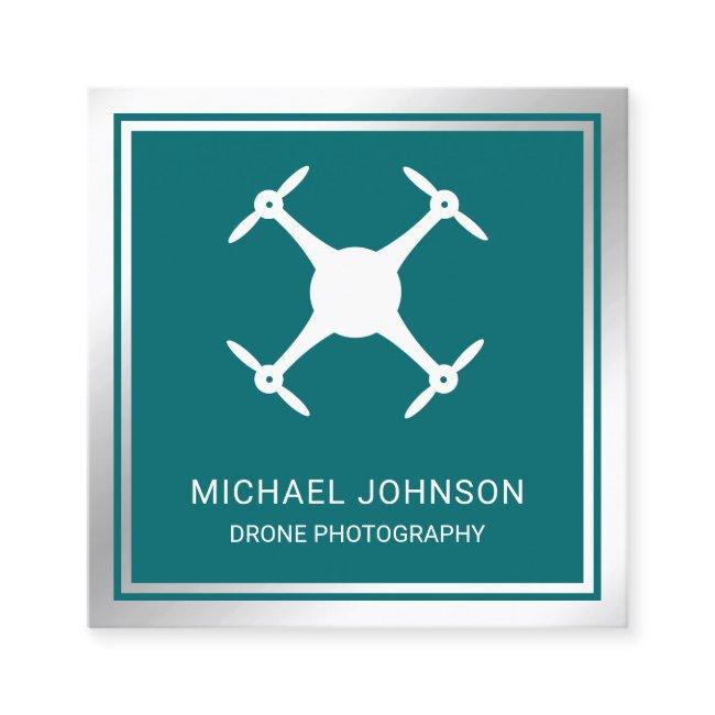 Teal Metallic Steel Modern Drone Photography Square