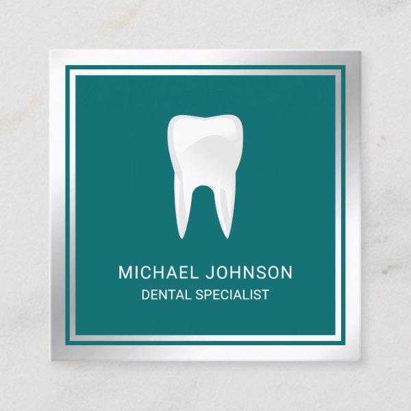 Teal Metallic Steel Tooth Dental Clinic Dentist Square