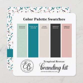 Teal Mint Green & Pink Color Palette Swatch Card