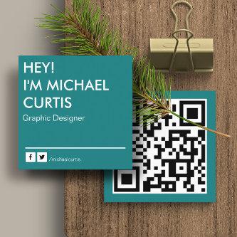 Teal Modern Graphic Designer QR Code Square