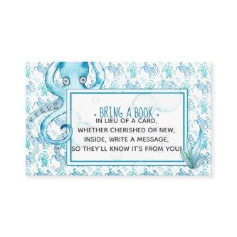 Teal Octopus Cute Baby Shower Book Request Card