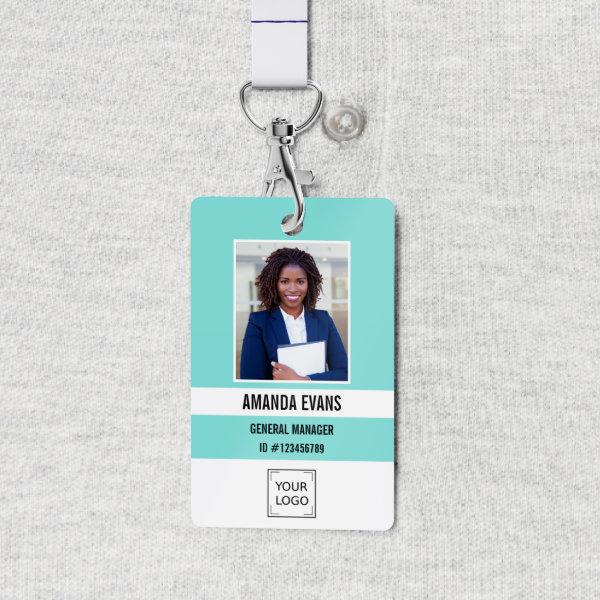 Teal | Photo Employee Logo or QR CODE Security Badge