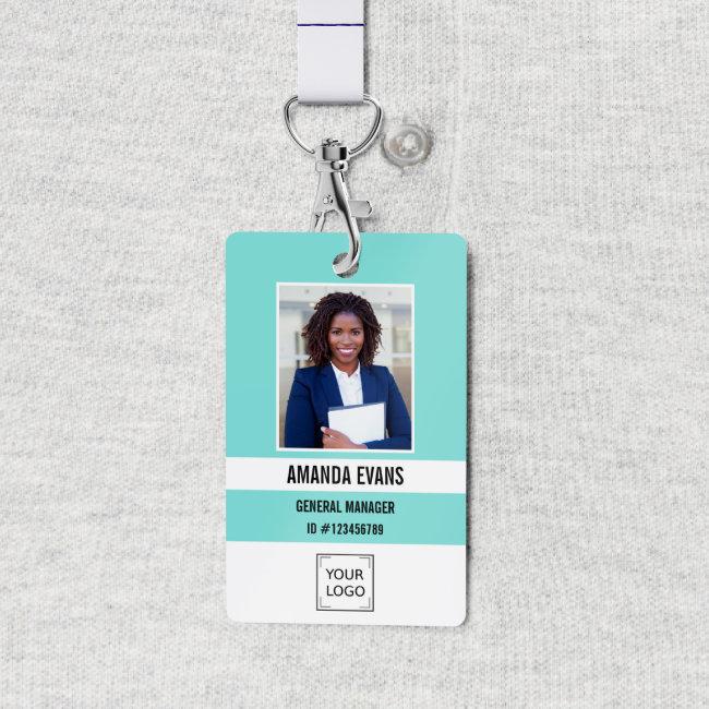 Teal | Photo Employee Logo or QR CODE Security Badge