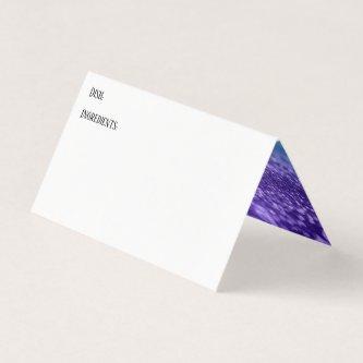 Teal Purple Glitter Bokeh Accent Recipe Tent Cards