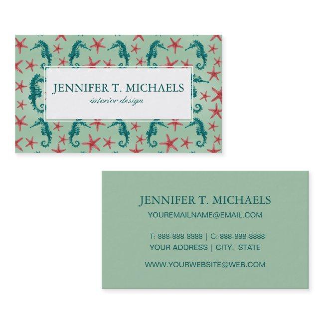 Teal Seahorse Pattern