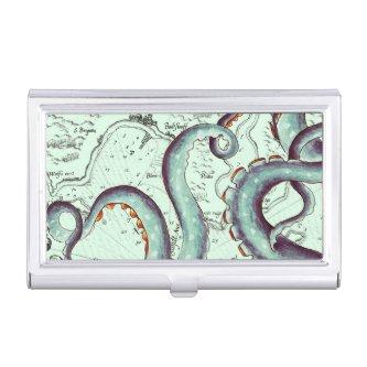 Teal Tentacles On Teal Vintage Map  Case