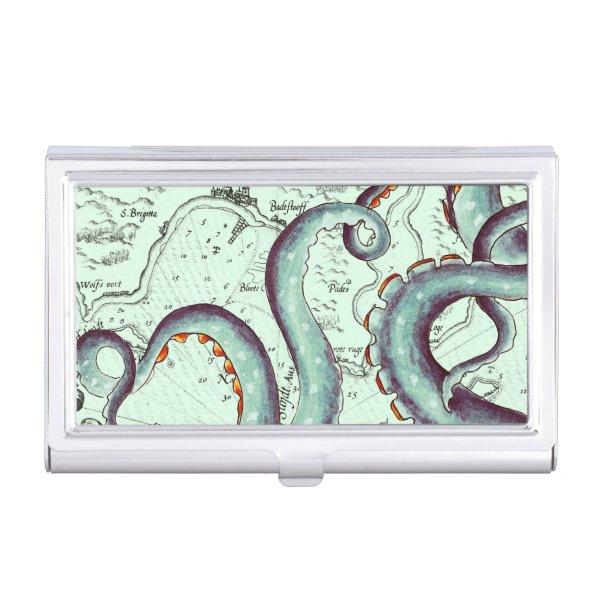 Teal Tentacles On Teal Vintage Map  Case