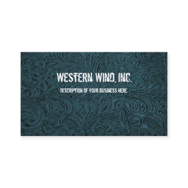 Teal Tooled Leather