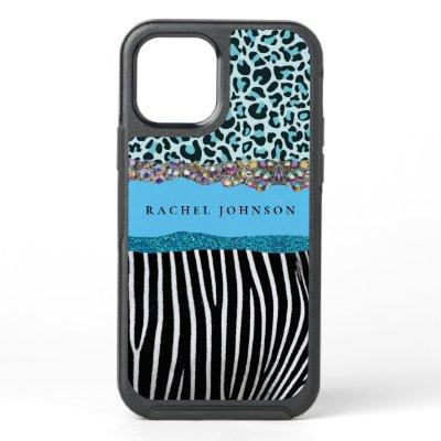 Teal Turquoise Blue Glam Girly Glitter OtterBox iP OtterBox Symmetry iPhone 12 Pro Case