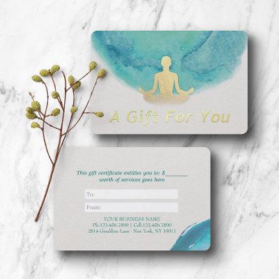 Teal Watercolor YOGA Instructor Gift Certificate