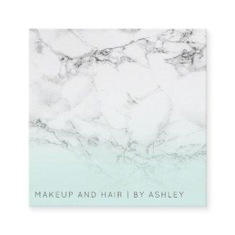 Teal white marble ombre makeup professional square