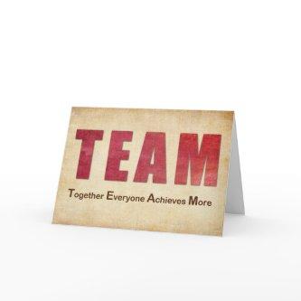 Teamwork Thanks to Business Employees Red Textured Card