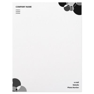Tech Black and White Geometric Overlapping Circles Letterhead