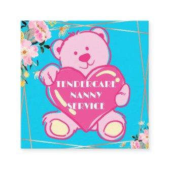 Tendercare Nanny Service Blue And Pink Teddy Bear Square