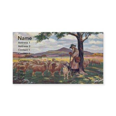 Tending the Flock Vintage Sheep and Shepherd