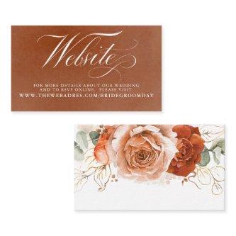 Terracotta Floral Wedding Website Card