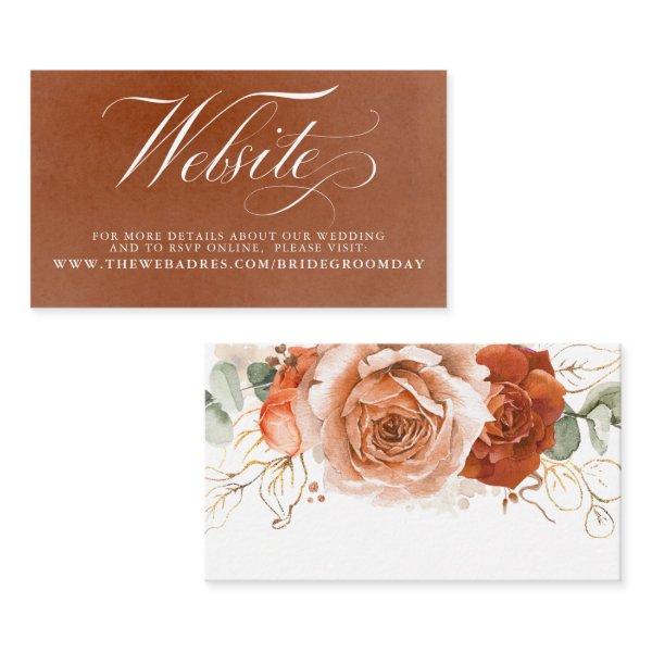 Terracotta Floral Wedding Website Card