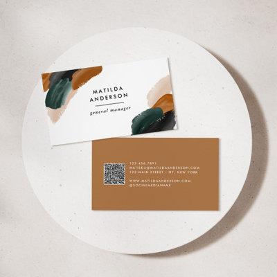 Terracotta, green abstract modern QR CODE