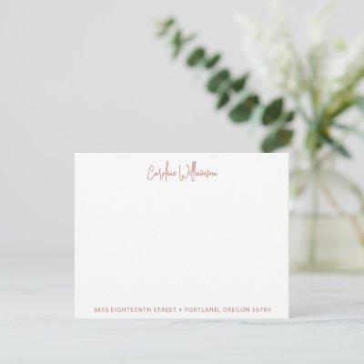 Terracotta Handwriting Name Address Personalized Note Card