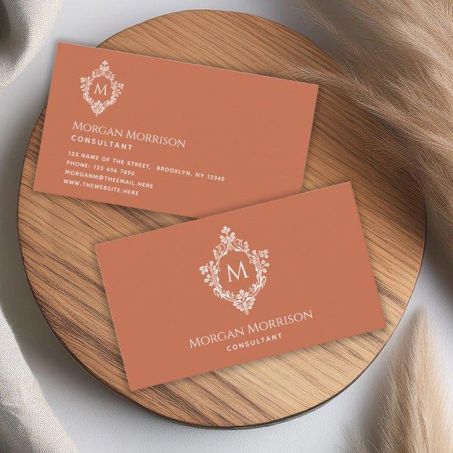 Terracotta Monogram in Crest Elegant Vintage Brown