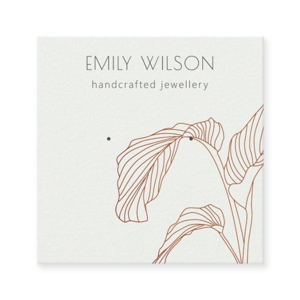 Terracotta Palm Leaf Sketch Stud Earring Display Square