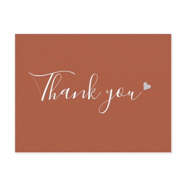 Terracotta Silver Heart Script Business Thank You Postcard