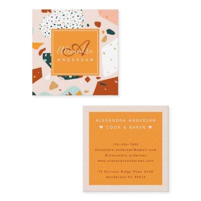 Terrazzo Orange Blush Modern Granite Pattern Name Square