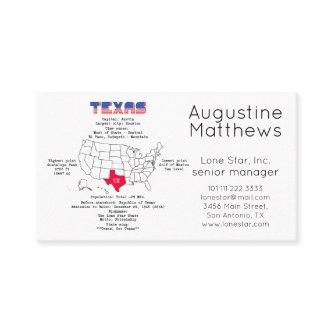 Texas American state on a map and useful info