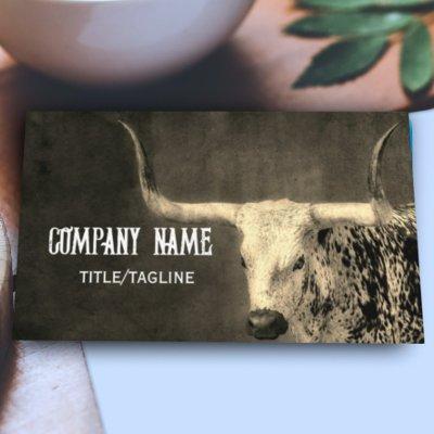 Texas longhorn rustic country sepia custom