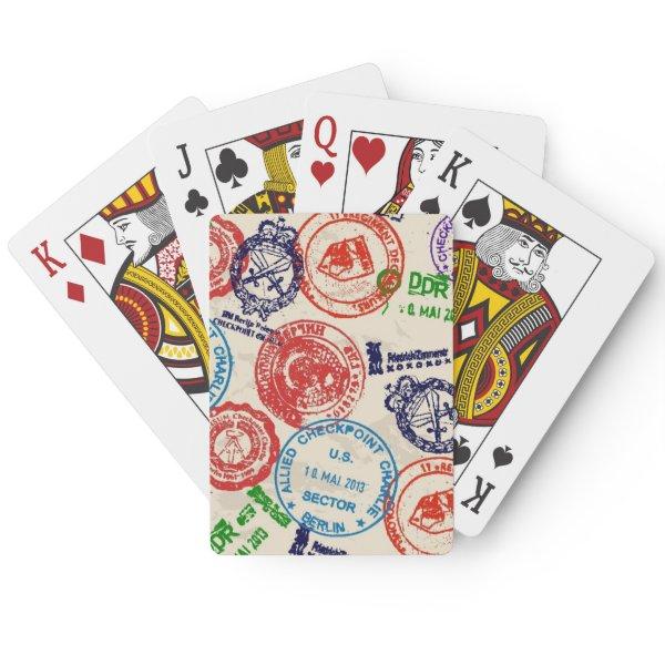 Texture with real stamps. poker cards