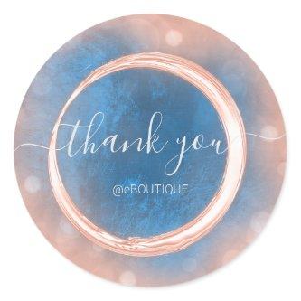 Thank Boutique Shop Business Name Rose Blue Classic Round Sticker