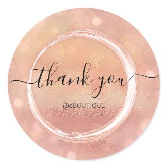 Thank Boutique Shop Business Name Rose Coral Classic Round Sticker