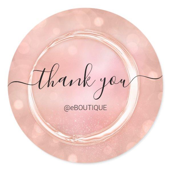 Thank Boutique Shop Business Name Rose Powder Classic Round Sticker