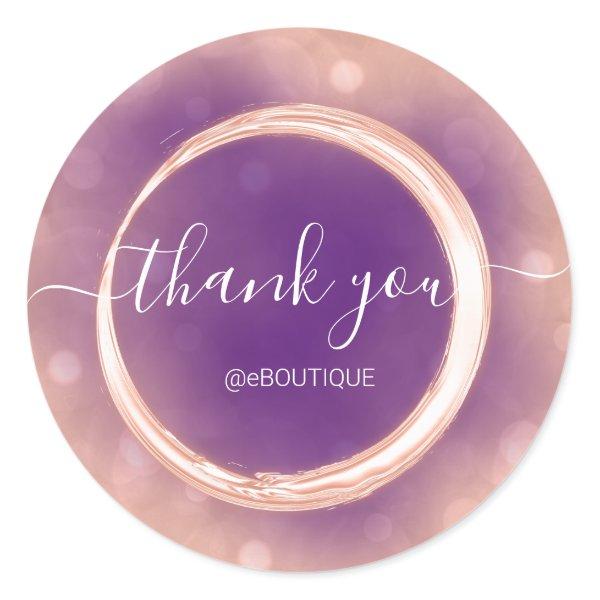 Thank Boutique Shop Business Name Rose Violet Classic Round Sticker
