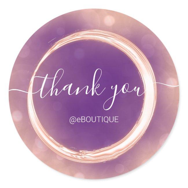 Thank Boutique Shop Business Name Rose Violet Classic Round Sticker